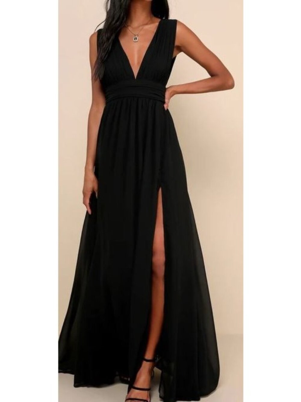 Lulus Heavenly Hues Black Maxi Dress Black Size Large NWOT